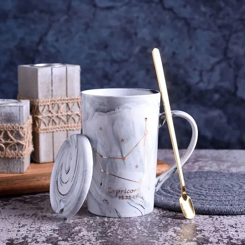 014 - Marble Constellation Coffee & Tea w/ Spoon and Lid Gift Set