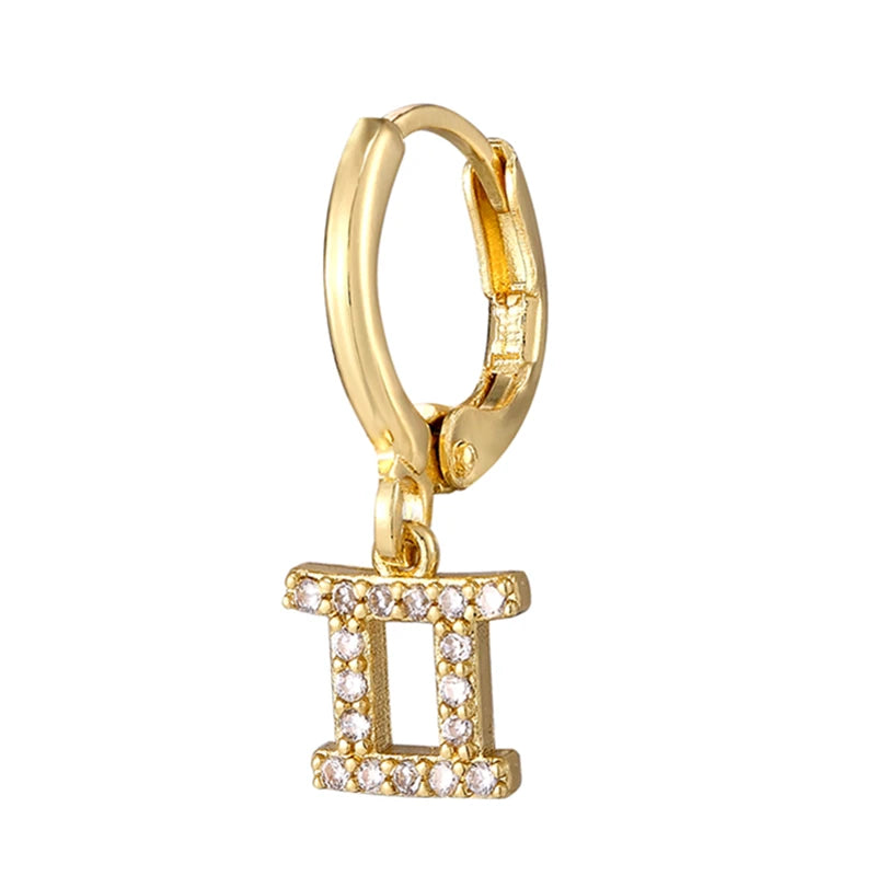 011 - Zodiac Studded 1pc Drop Fashion Earring