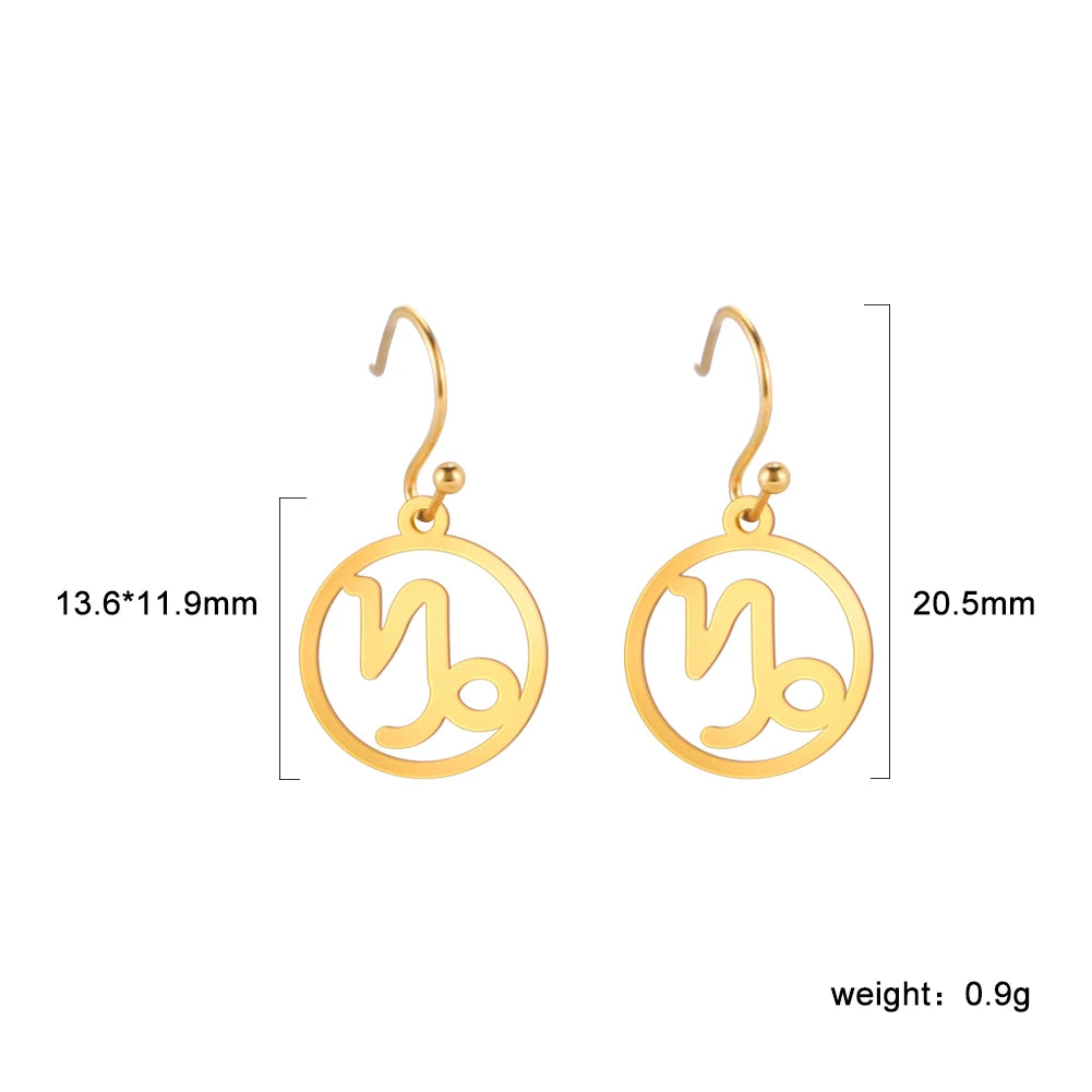 011 - Zodiac Sign Drop Pendant Earrings