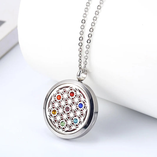 012 - Chakra Aromatherapy Pendant Necklace for Essential Oils