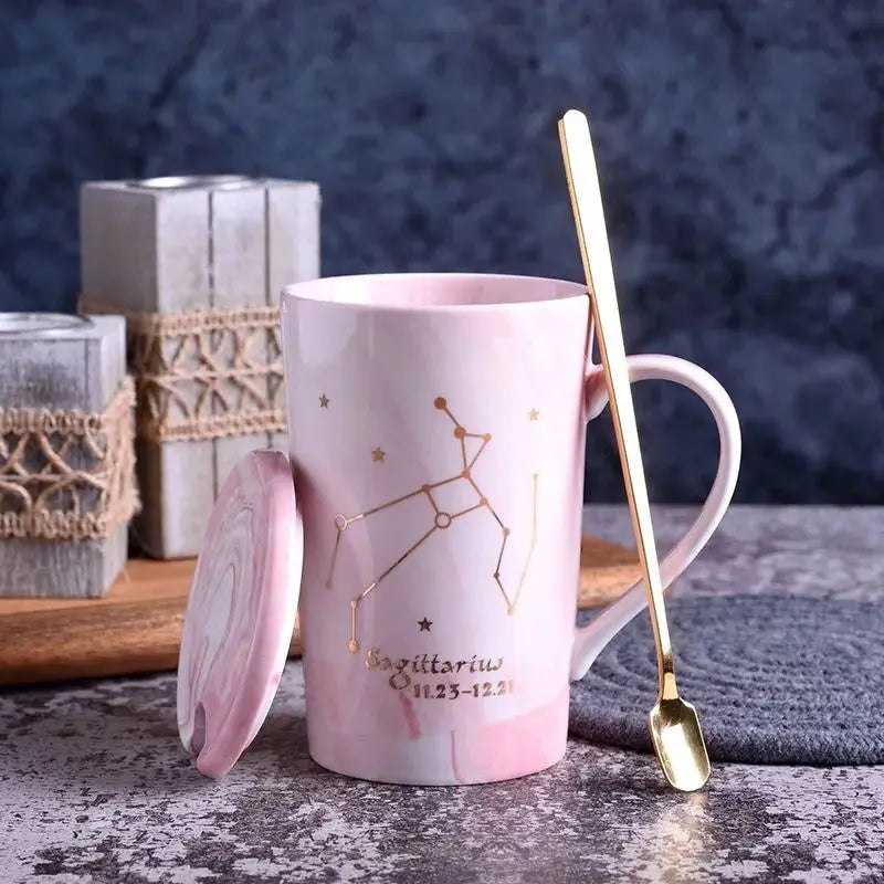 014 - Marble Constellation Coffee & Tea w/ Spoon and Lid Gift Set