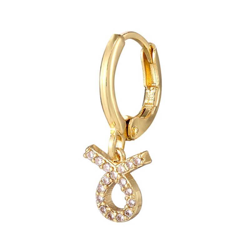 011 - Zodiac Studded 1pc Drop Fashion Earring