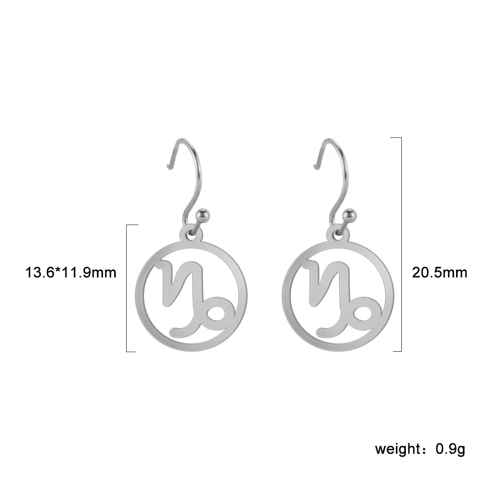 011 - Zodiac Sign Drop Pendant Earrings