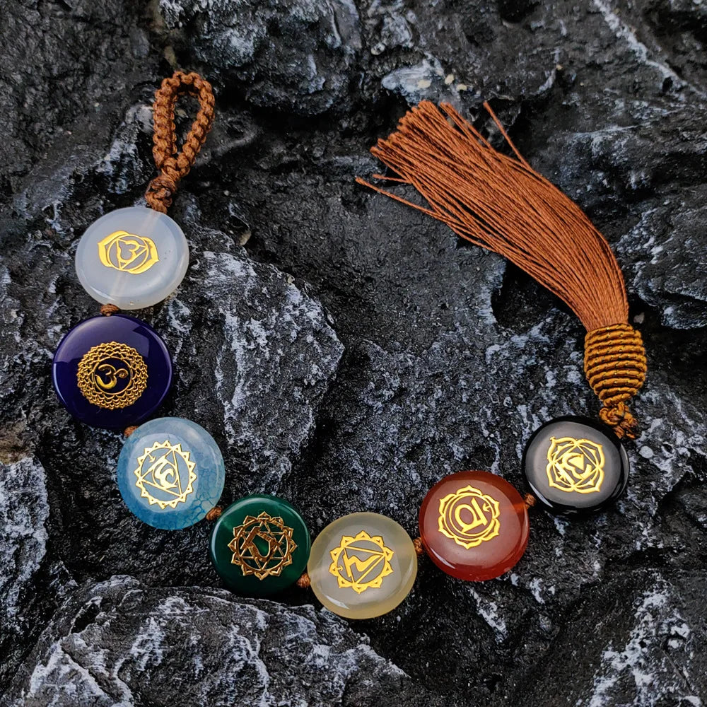 012 - 7 Chakras Natural Quartz Agate Jade Car Hanging Ornament