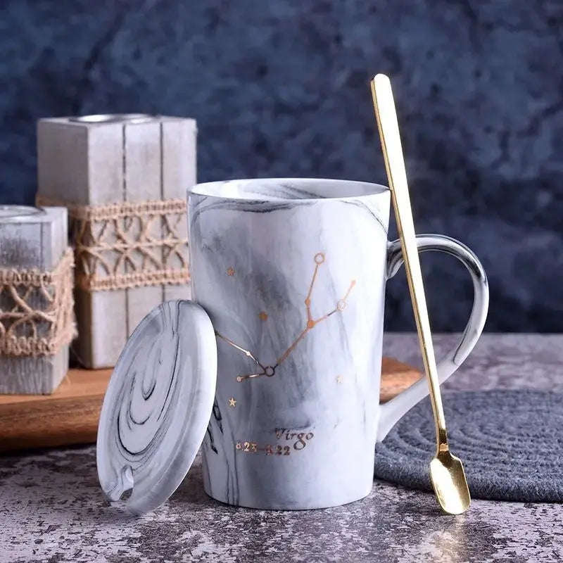 014 - Marble Constellation Coffee & Tea w/ Spoon and Lid Gift Set