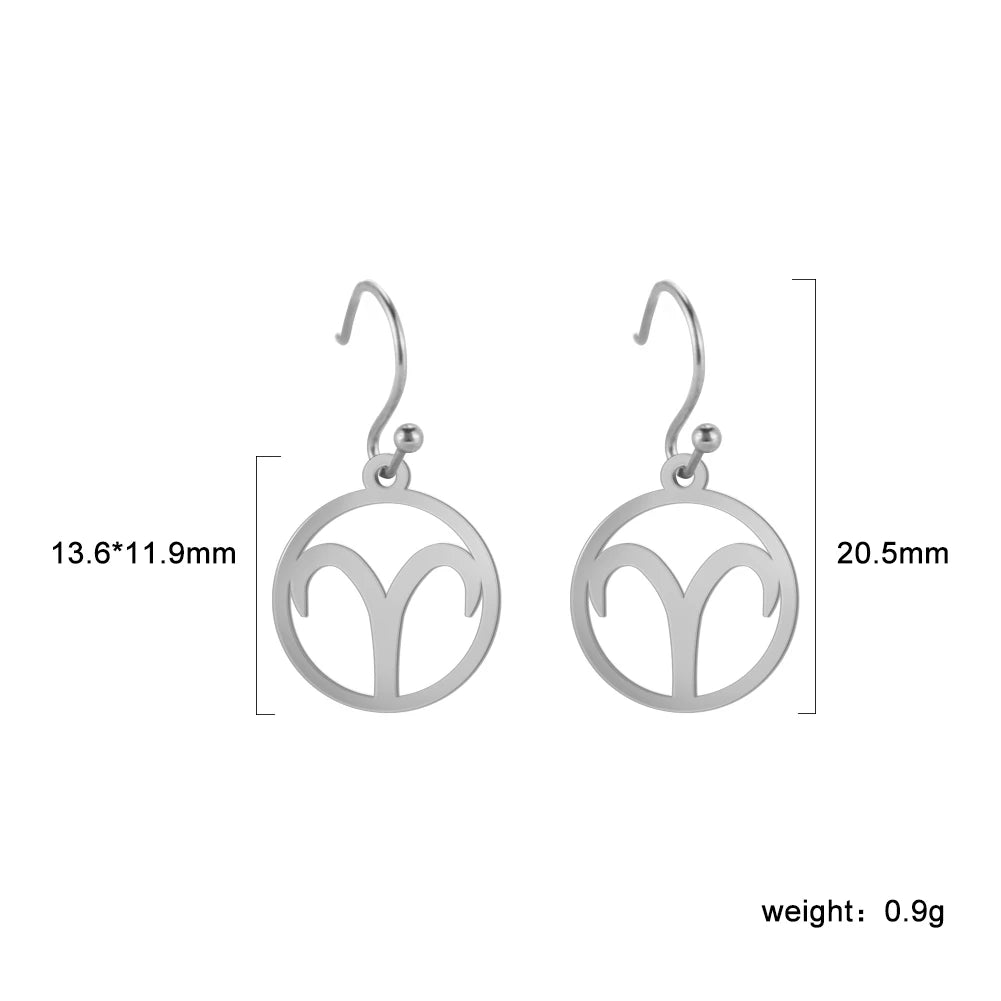 011 - Zodiac Sign Drop Pendant Earrings