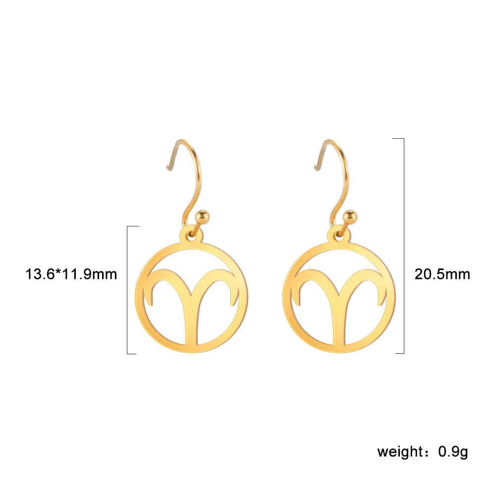 011 - Zodiac Sign Drop Pendant Earrings