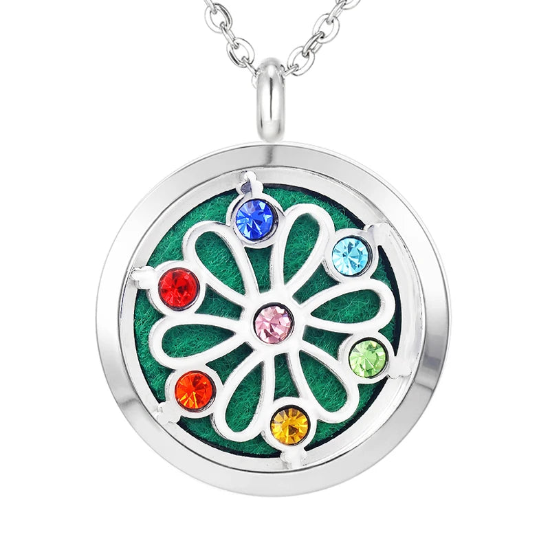 012 - Chakra Aromatherapy Pendant Necklace for Essential Oils