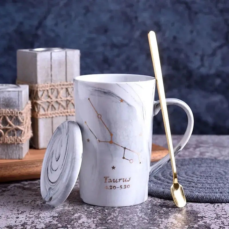 014 - Marble Constellation Coffee & Tea w/ Spoon and Lid Gift Set