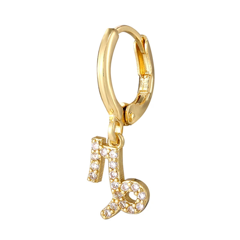 011 - Zodiac Studded 1pc Drop Fashion Earring
