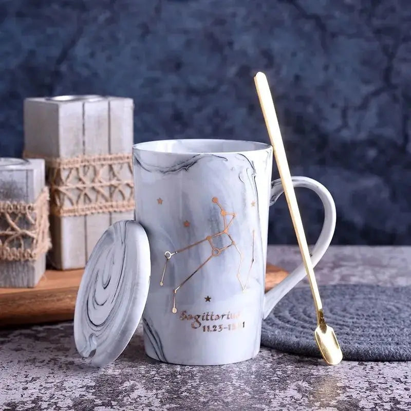 014 - Marble Constellation Coffee & Tea w/ Spoon and Lid Gift Set
