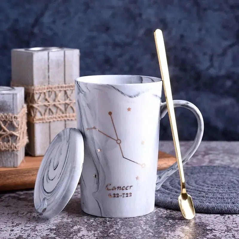 014 - Marble Constellation Coffee & Tea w/ Spoon and Lid Gift Set