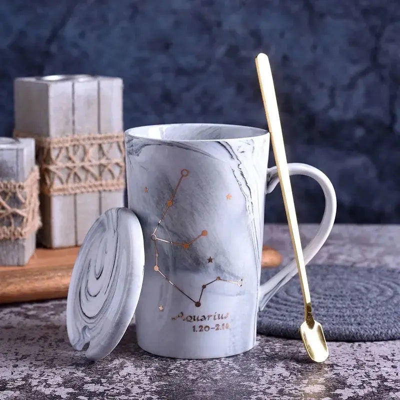 014 - Marble Constellation Coffee & Tea w/ Spoon and Lid Gift Set