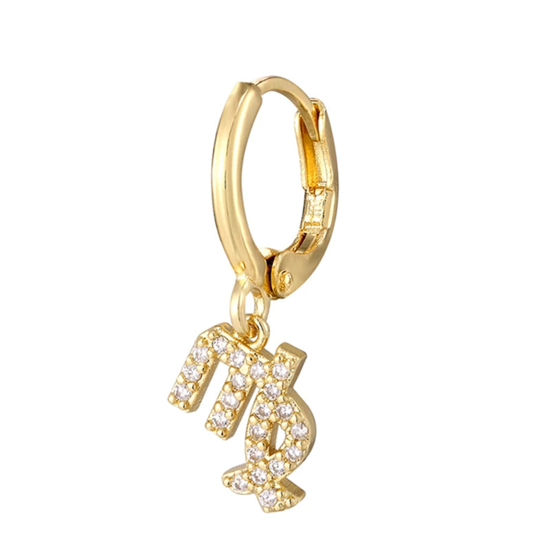 011 - Zodiac Studded 1pc Drop Fashion Earring