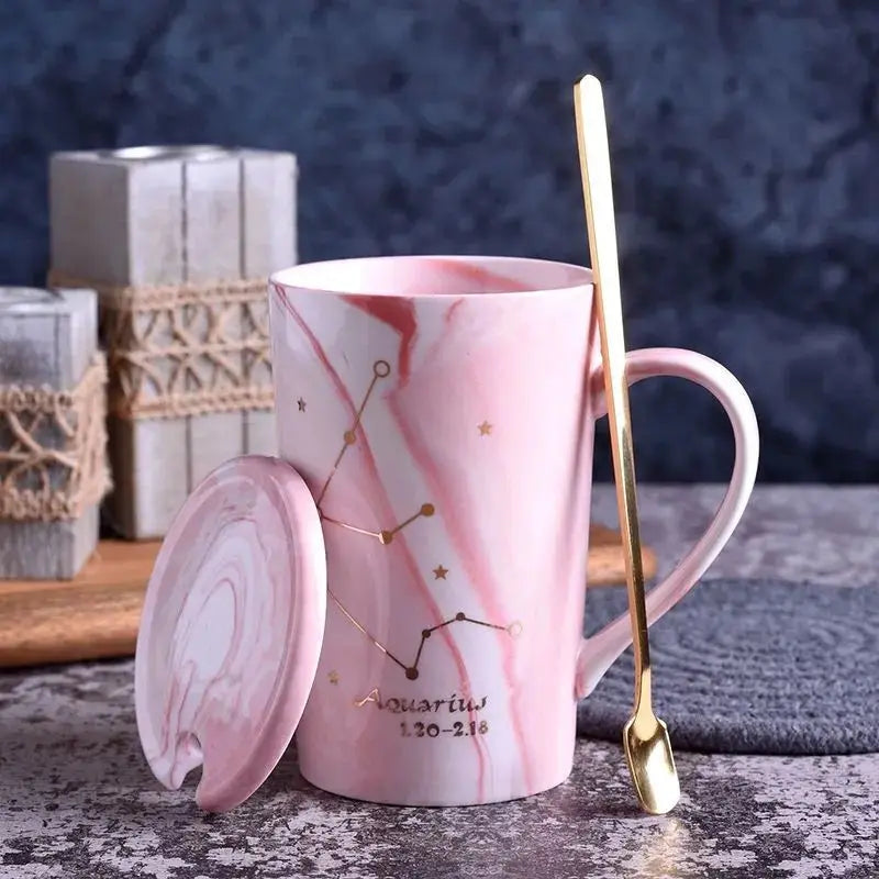 014 - Marble Constellation Coffee & Tea w/ Spoon and Lid Gift Set