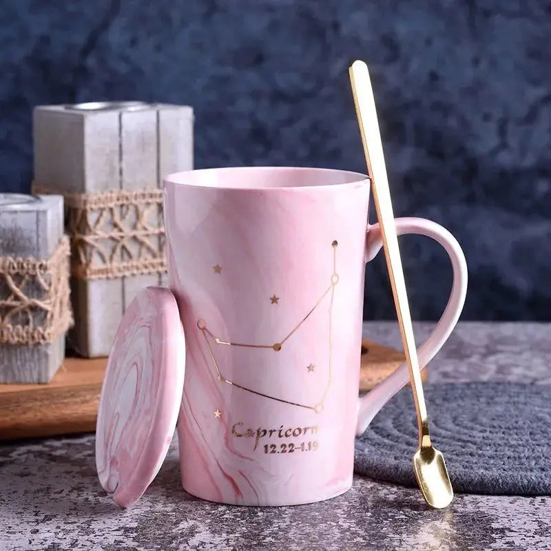 014 - Marble Constellation Coffee & Tea w/ Spoon and Lid Gift Set