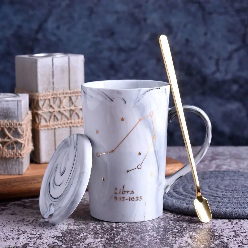 014 - Marble Constellation Coffee & Tea w/ Spoon and Lid Gift Set