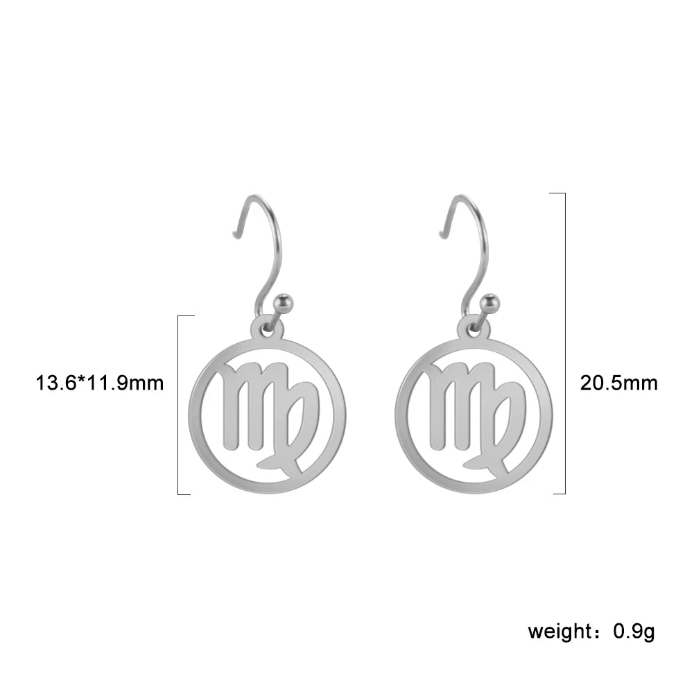 011 - Zodiac Sign Drop Pendant Earrings