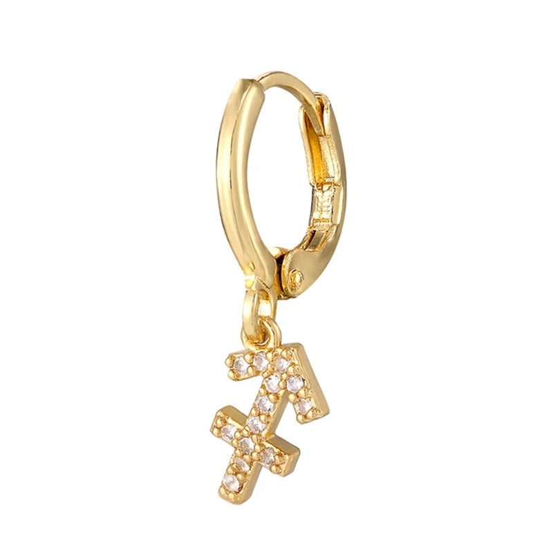 011 - Zodiac Studded 1pc Drop Fashion Earring