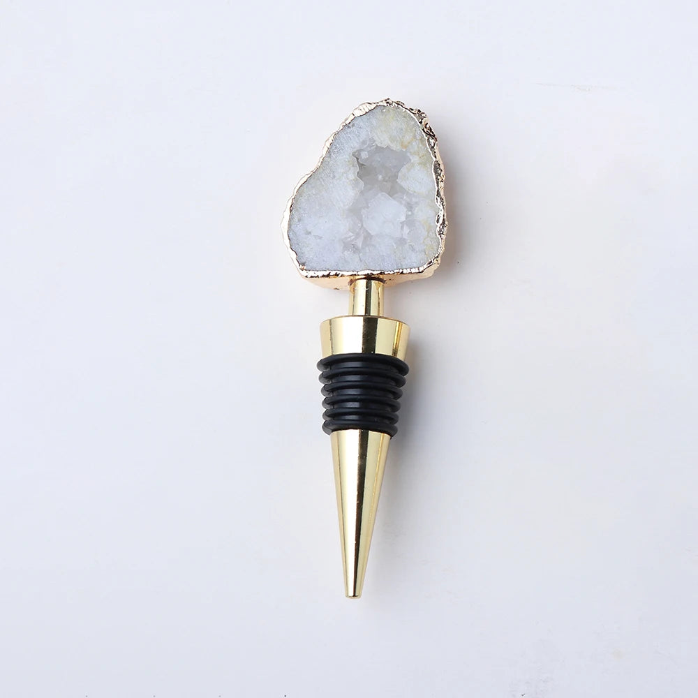 014 - Natural Druzy Crystal Wine Bottle Stopper