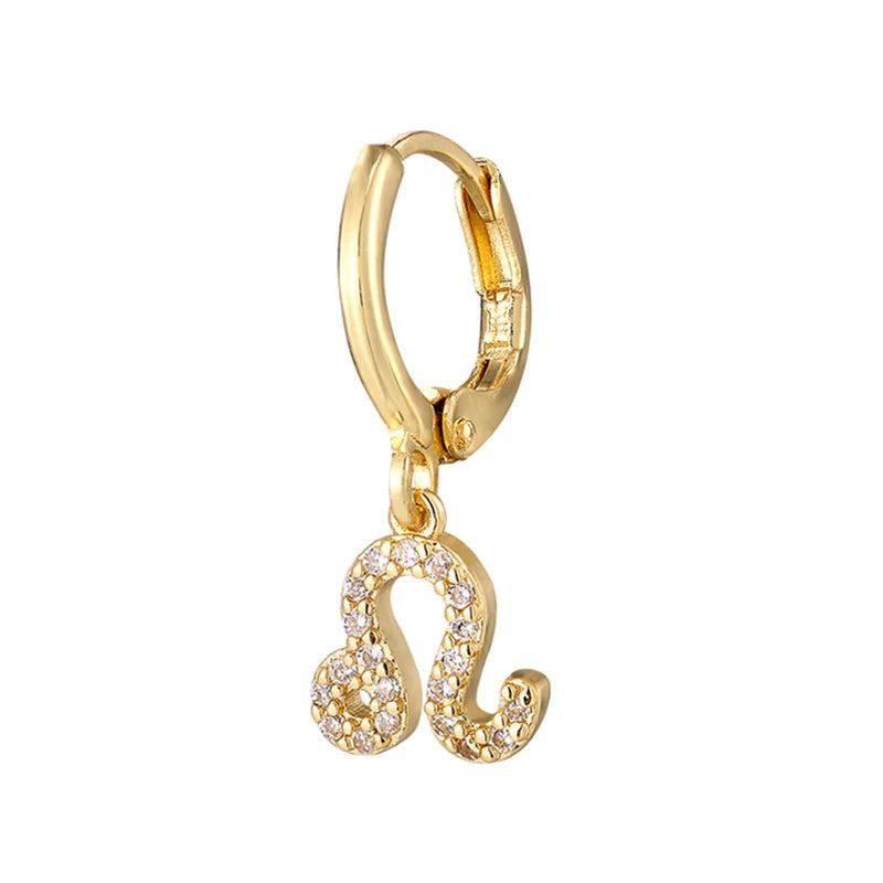 011 - Zodiac Studded 1pc Drop Fashion Earring