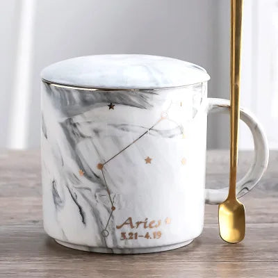 014 - Constellation Marble Cup w/ Lid and Spoon
