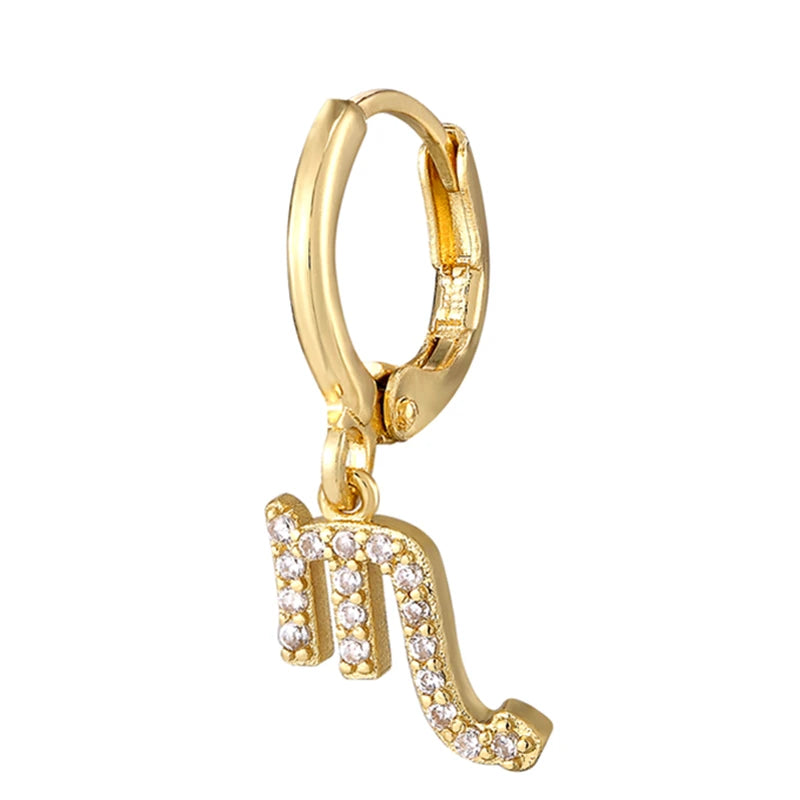 011 - Zodiac Studded 1pc Drop Fashion Earring