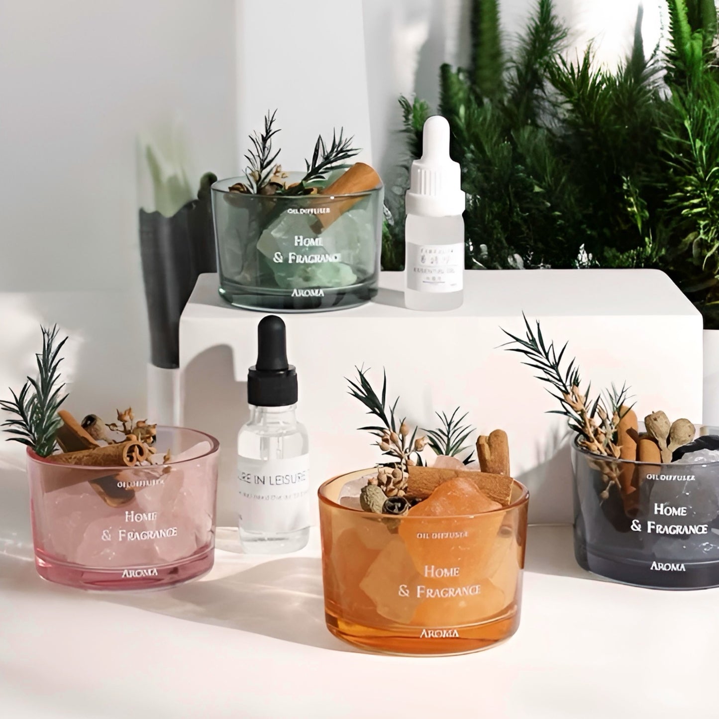 004 - Crystal Stone Essential Oil Diffuser with Herbs