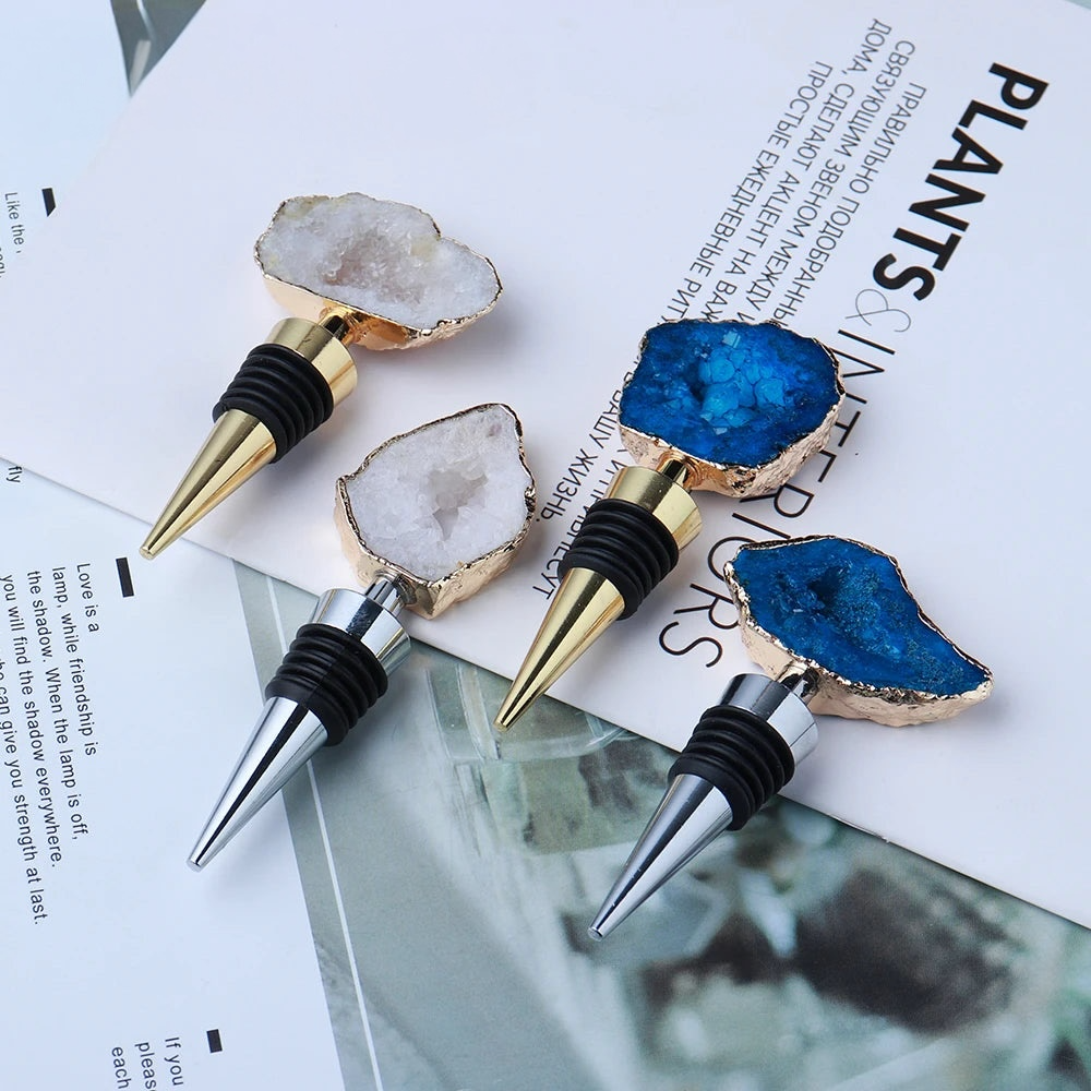 014 - Natural Druzy Crystal Wine Bottle Stopper