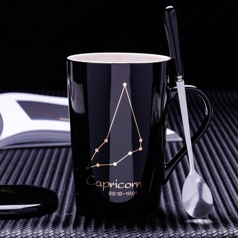 014 - Sleek Constellation Mug w/ Spoon and Lid Gift Set
