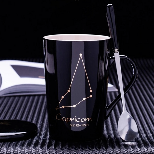 014 - Sleek Constellation Mug w/ Spoon and Lid Gift Set