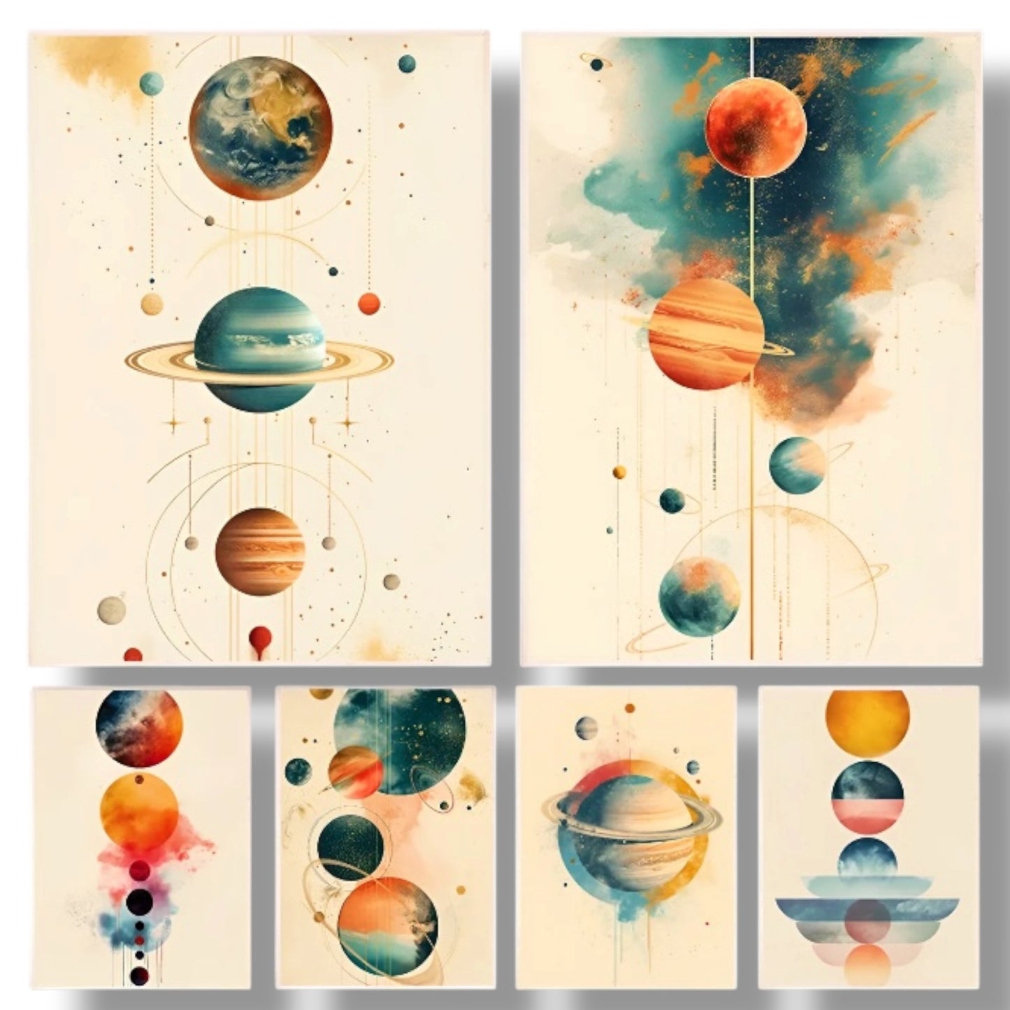 009 - Minimalist Abstract Planetary Canvas Print Wall Art