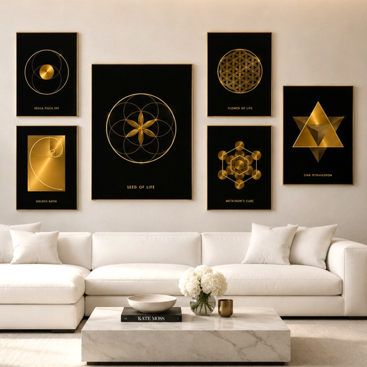 009 - Golden Geometry Canvas Print Wall Art