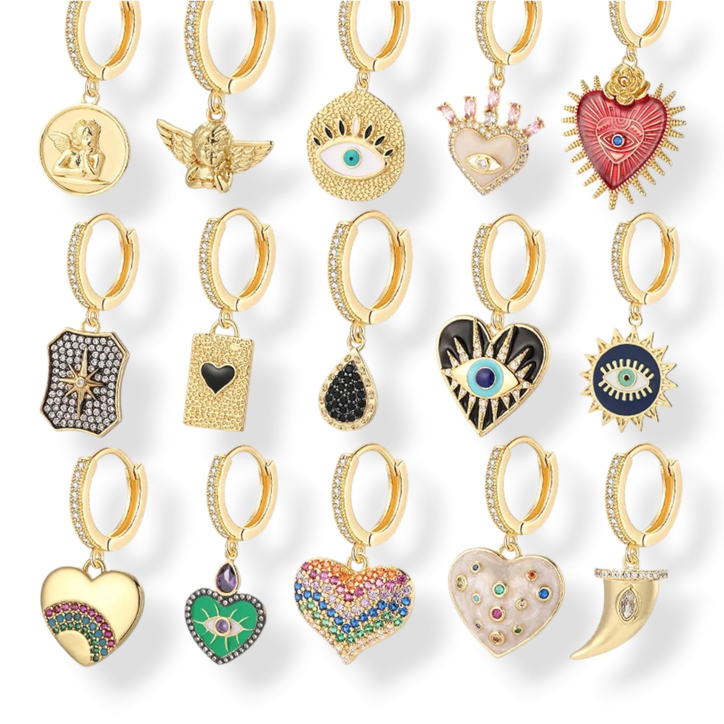 011 - Heart Evil Eye Drop Earrings