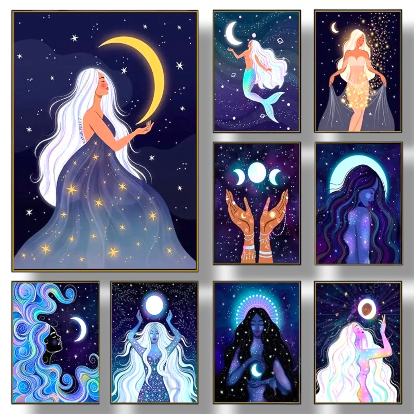009 - Boho Moon Goddess Canvas Print Wall Art