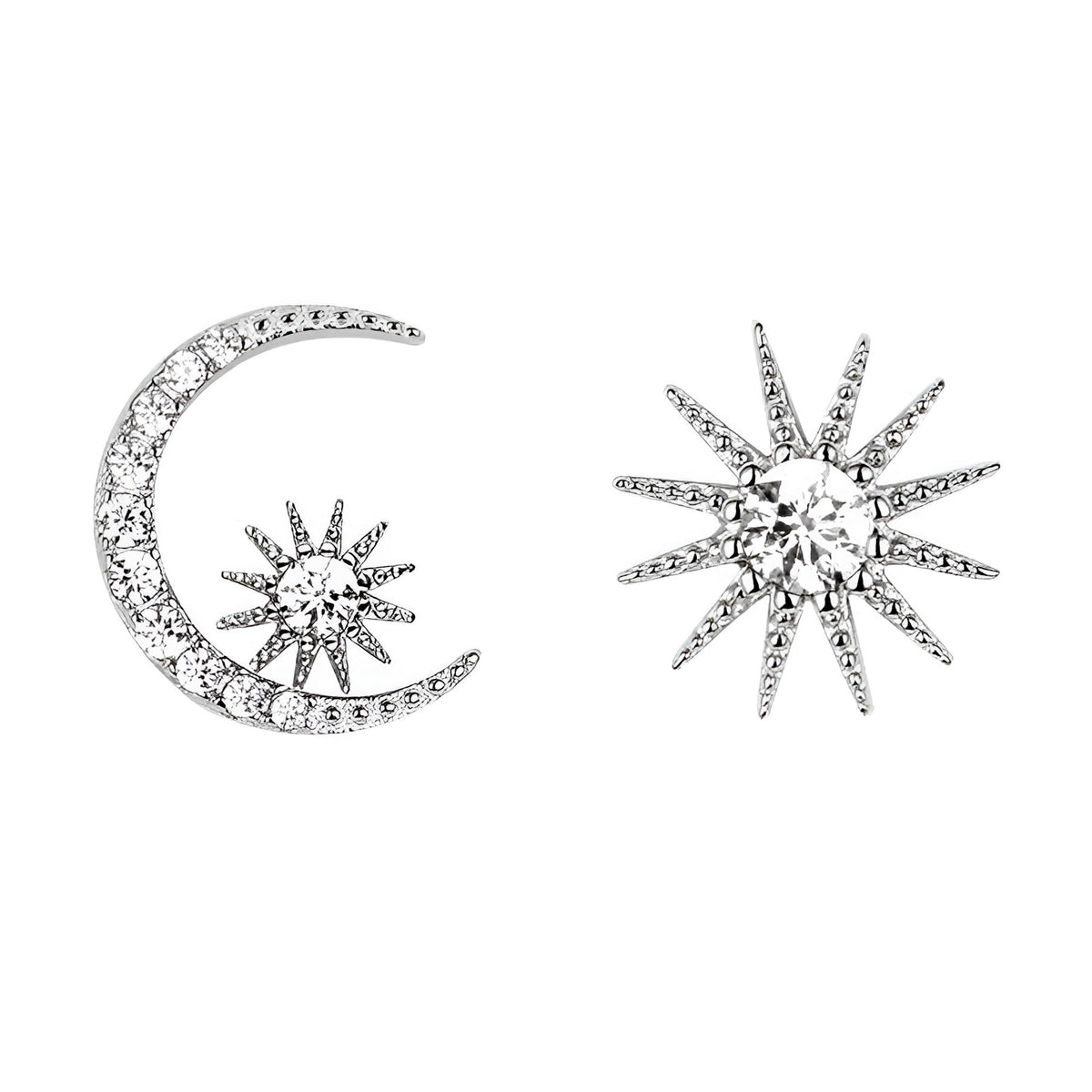 011 - Moon & Star Sterling Silver Gold-Plated Stud Earrings