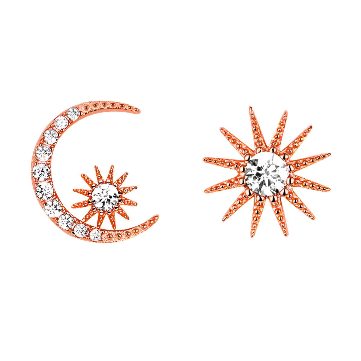 011 - Moon & Star Sterling Silver Gold-Plated Stud Earrings