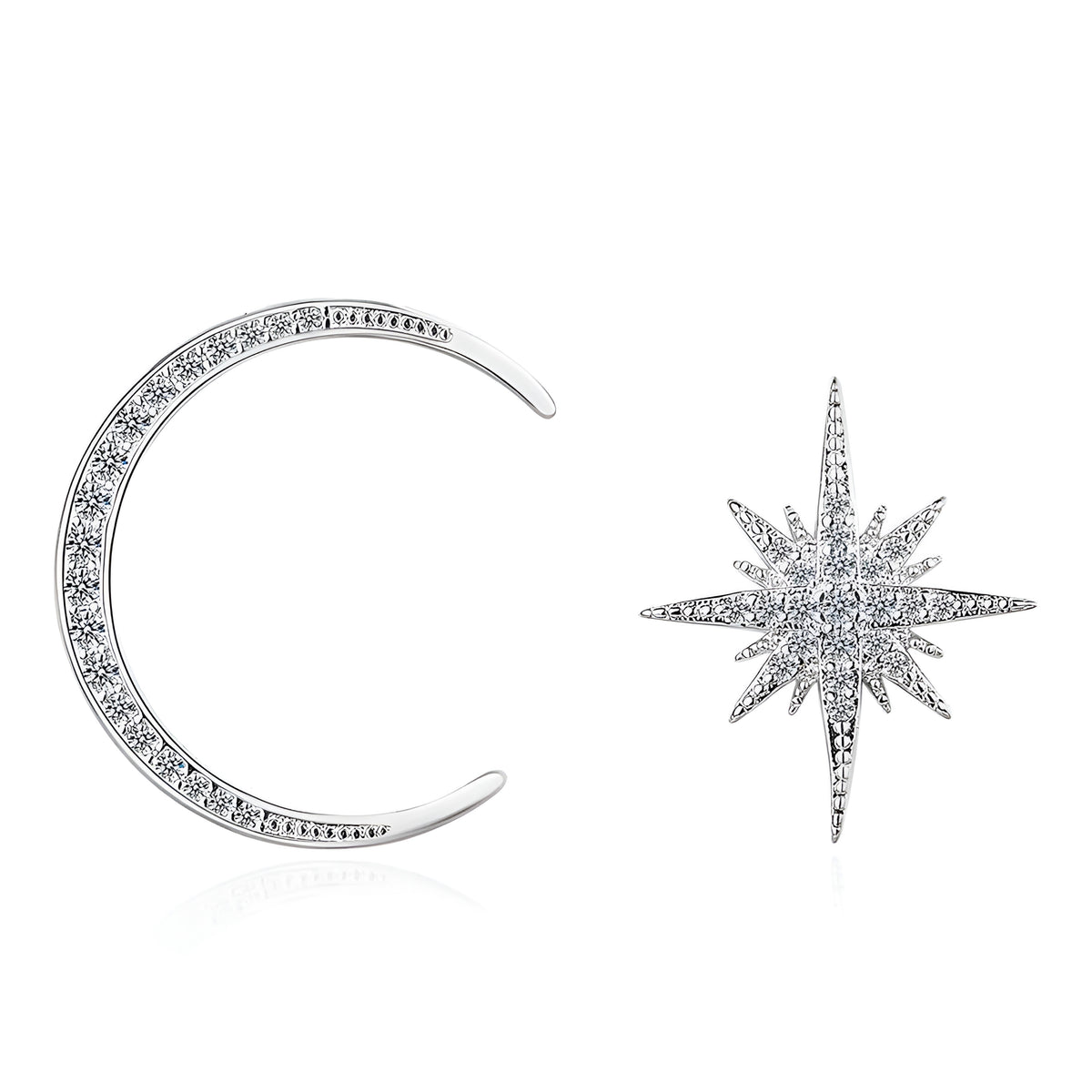 011 - Moon & Star Sterling Silver Gold-Plated Stud Earrings