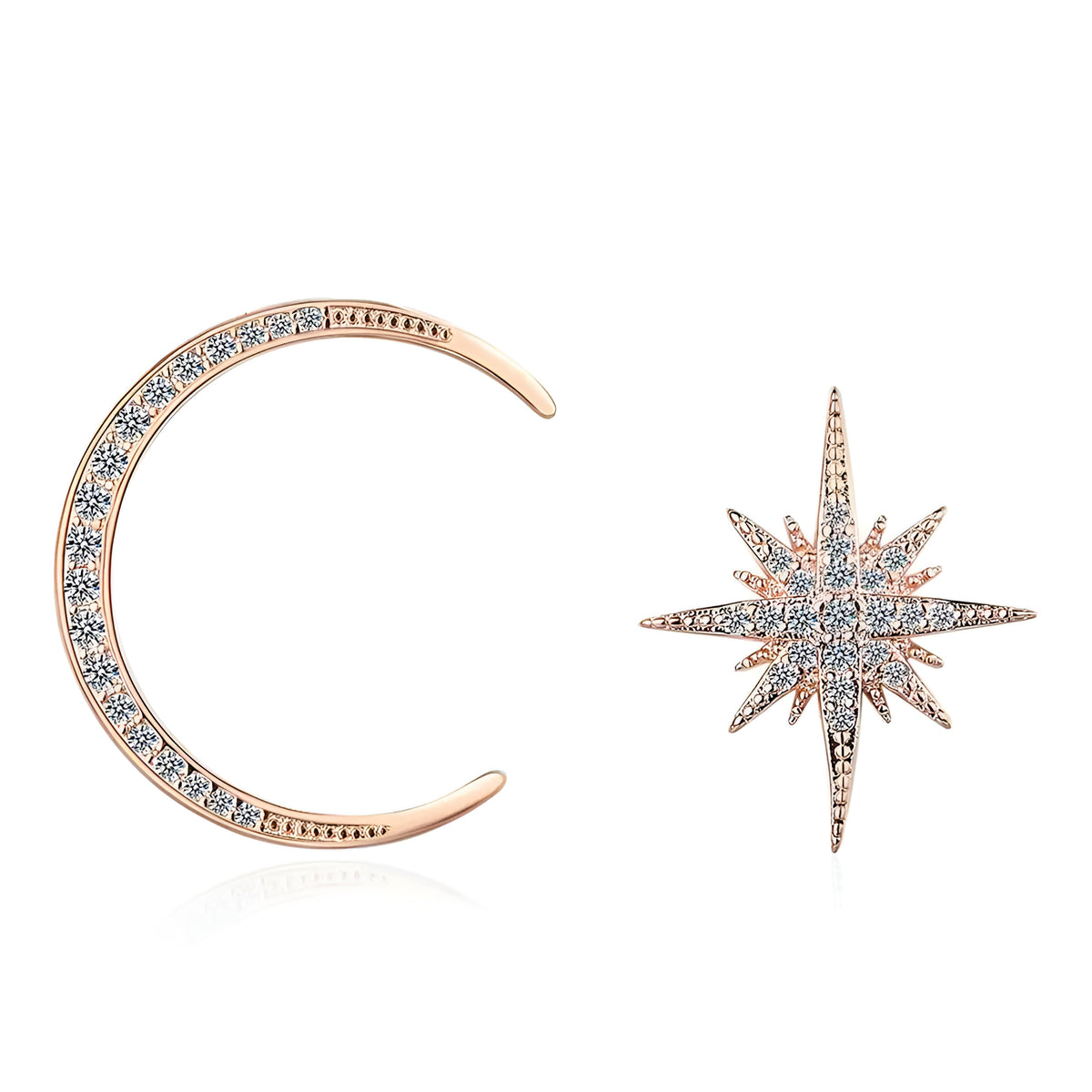 011 - Moon & Star Sterling Silver Gold-Plated Stud Earrings
