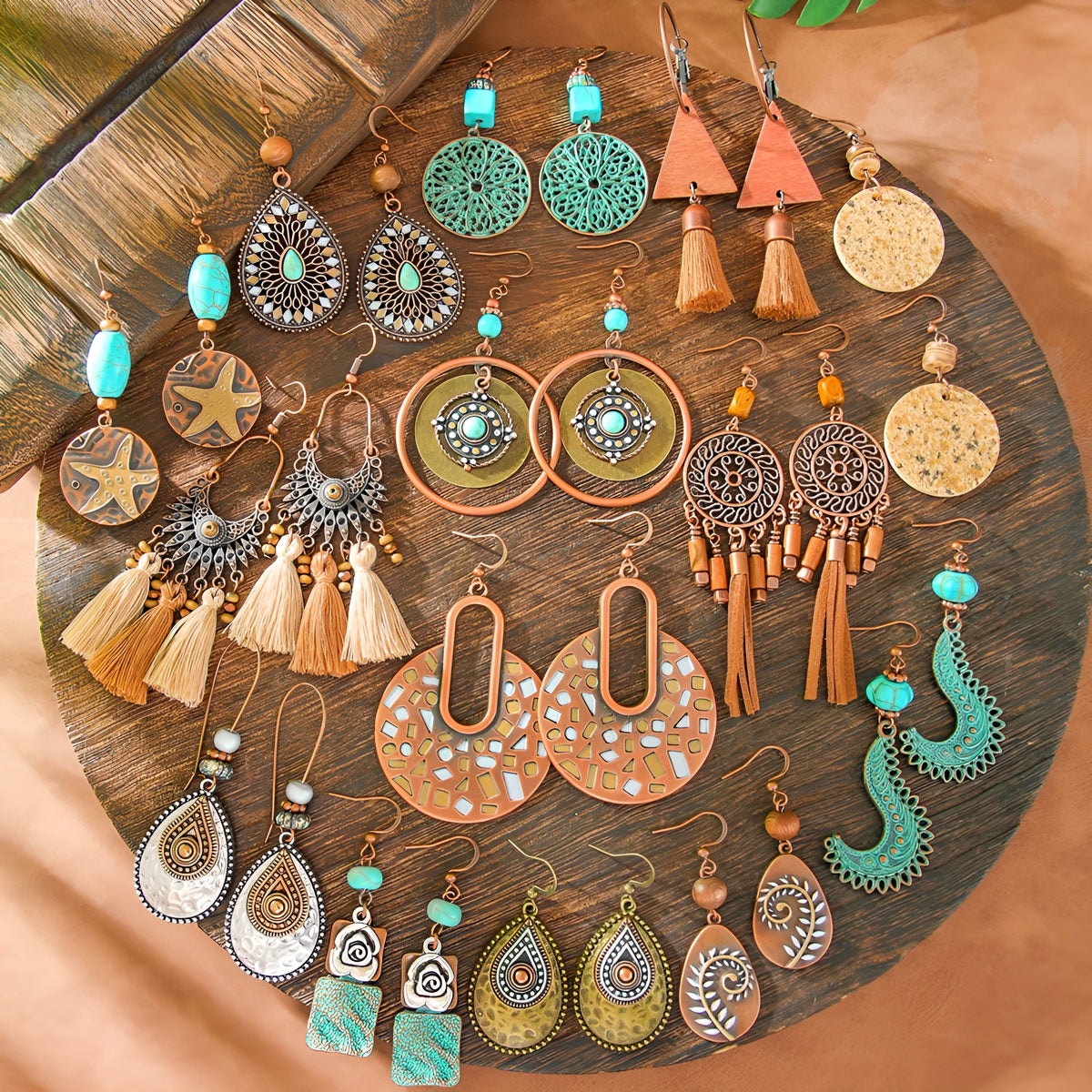 011 - Vintage Bohemian Dangle Charm Earrings