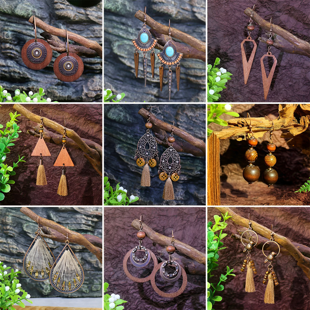 011 - Retro Bohemian Dangle Charm Earrings