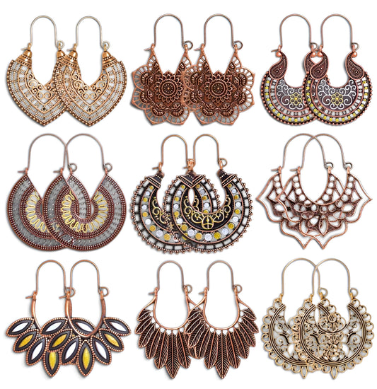 011 - Vintage Bohemian Style Drop Hook Earrings Bundle