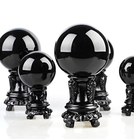002 - Natural Black Obsidian Scrying Crystal Ball