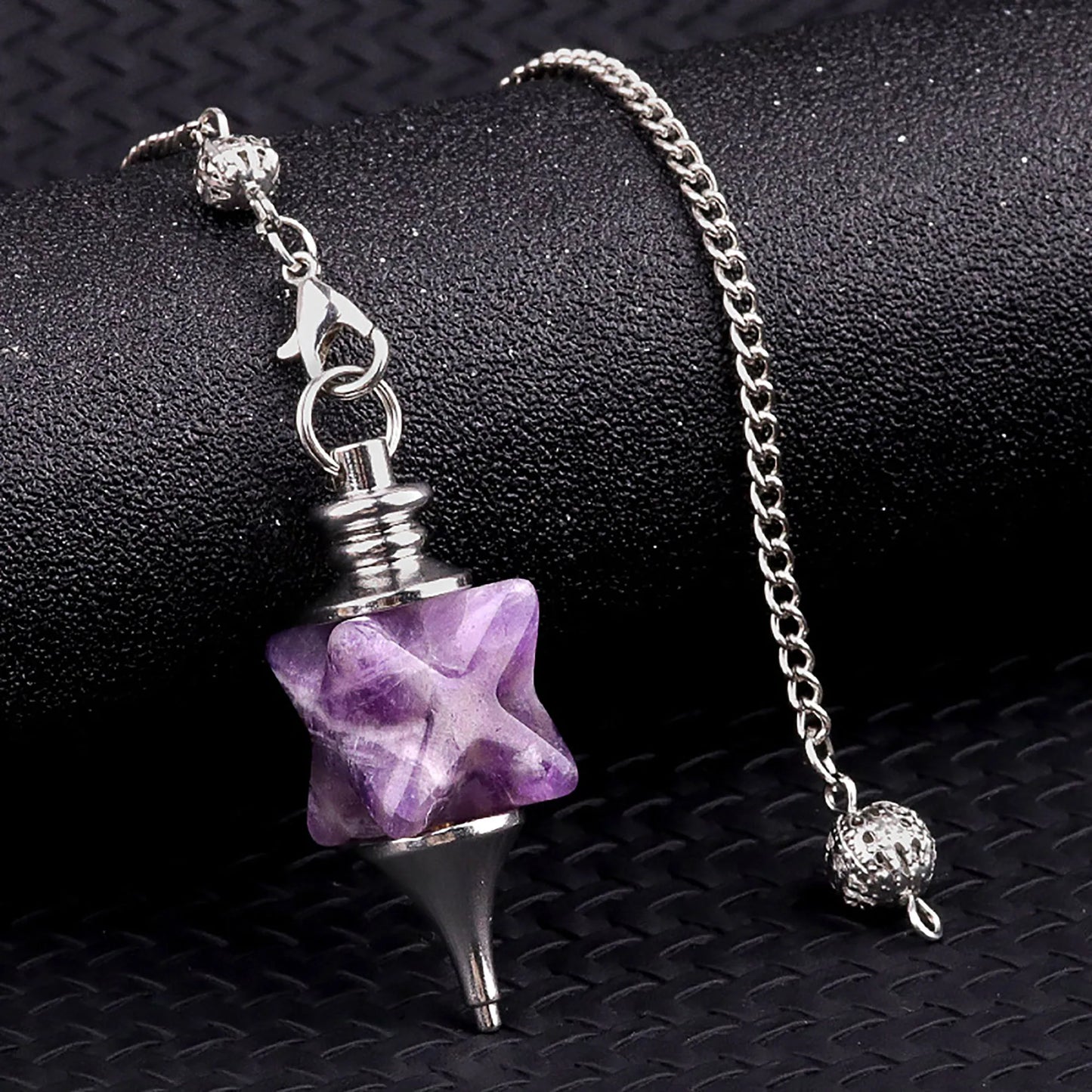 002 - Natural Stone Quartz Merkaba Star Pendulum