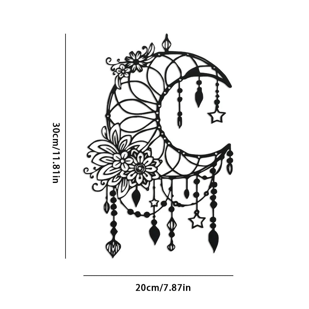 009 - Gothic Moon & Flower Metal Wall Art