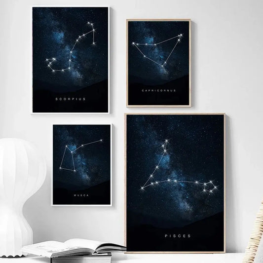 009 - Galaxy Constellations Canvas Print Wall Art