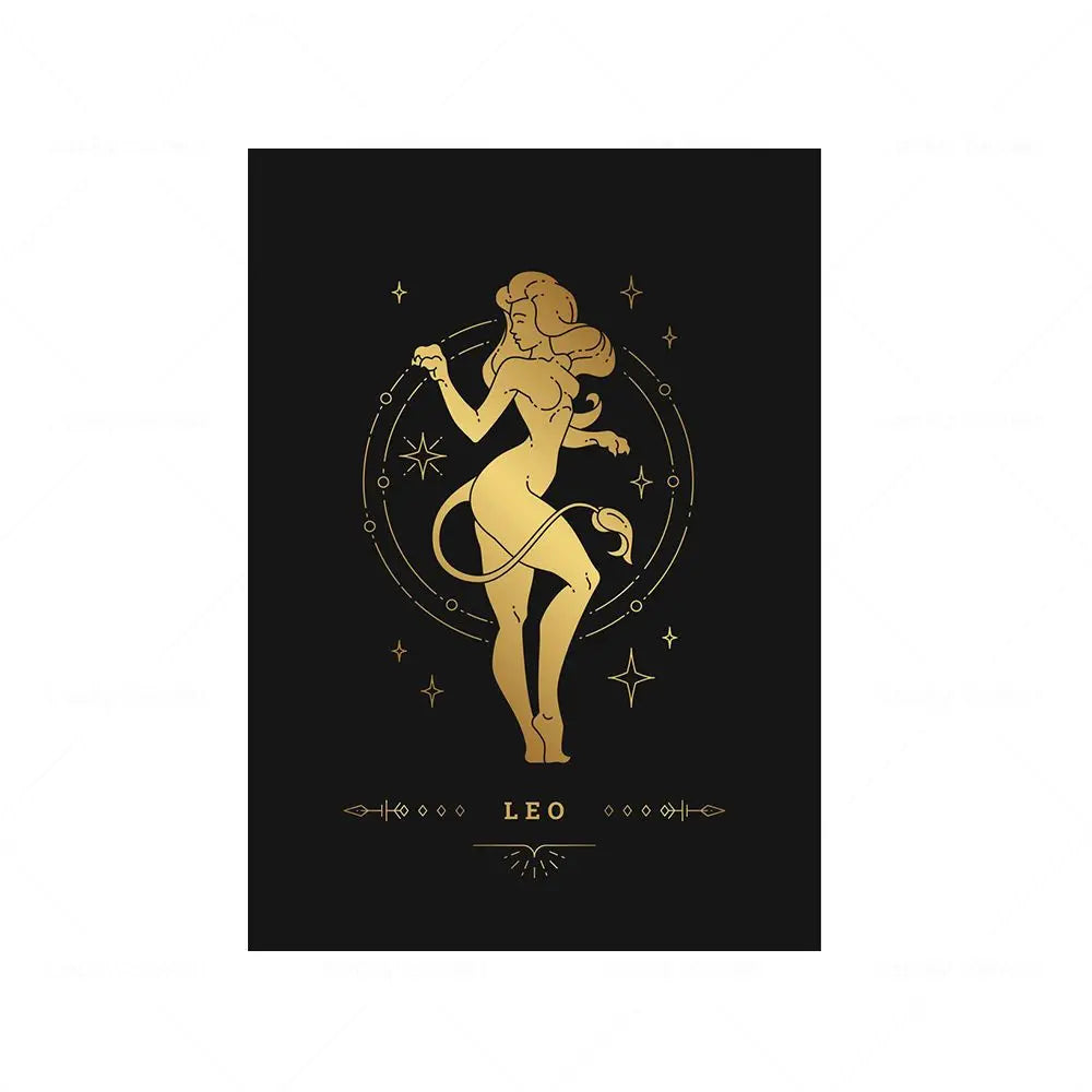 012 - Retro 12 Zodiac Canvas Print Wall Art