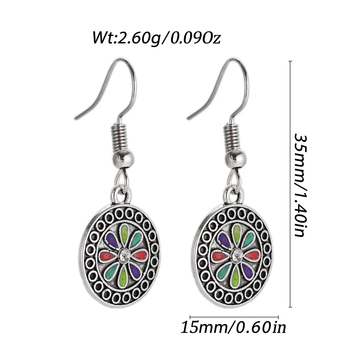 011 - Vintage Bohemian Flowers Water & Oil Drop Earrings