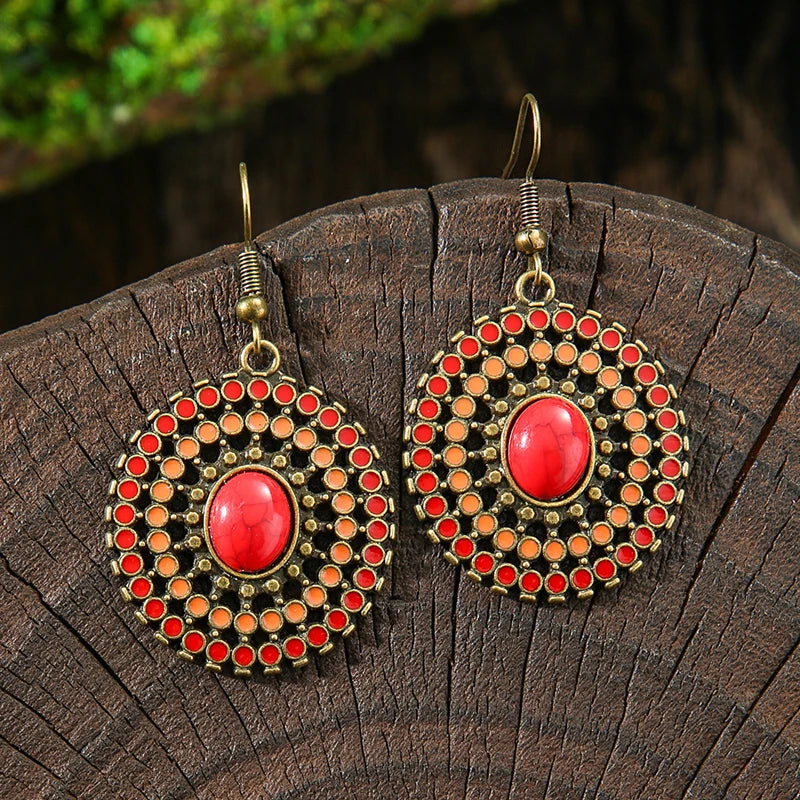 011 - Bohemian Bloom Water & Oil Drop Earrings