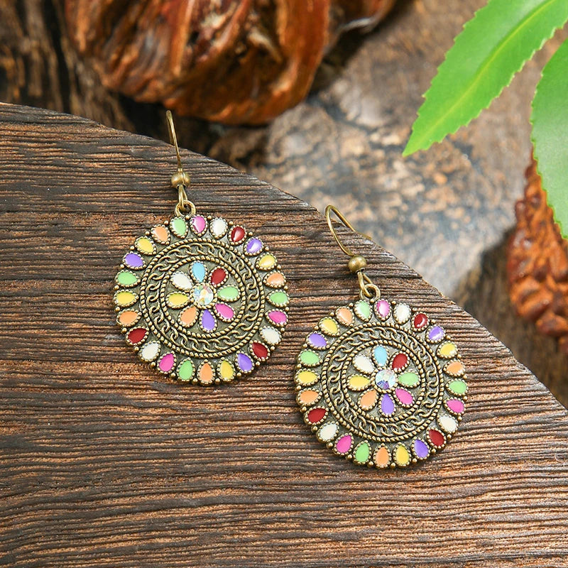 011 - Bohemian Bloom Water & Oil Drop Earrings